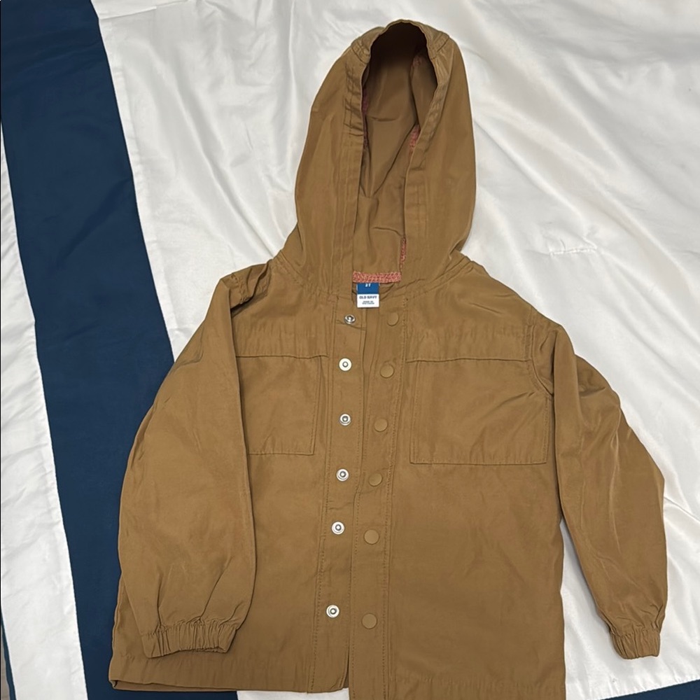 Old Navy Kids Brown Hooded Rain Jacket
